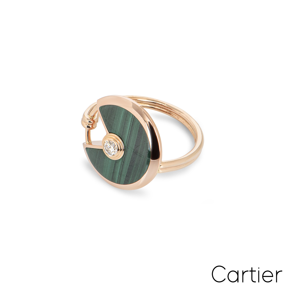 Cartier Rose Gold Malachite Amulette De Cartier Ring